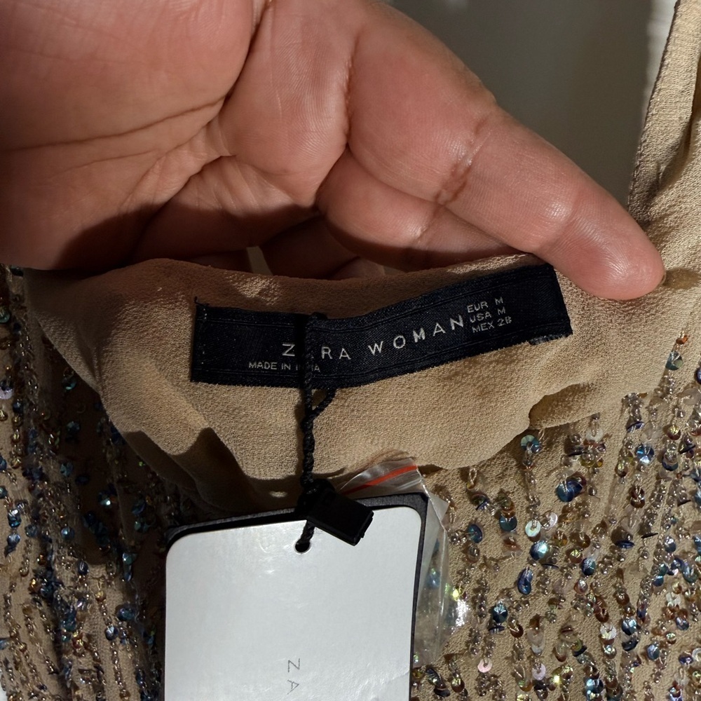 ZARA Woman Hand Embroidered Sequin Beaded Party Top – Size M - Picture 5 of 6